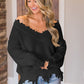 Frayed Hem Dropped Shoulder Sweater