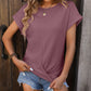 Cable-Knit Round Neck Short Sleeve T-Shirt