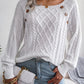 Decorative Button Cable-Knit Sweater