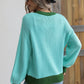 Contrast Trim Drop Shoulder Pullover Sweater