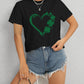 Heart Lucky Clover Round Neck Short Sleeve T-Shirt