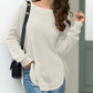 Slit Round Neck Long Sleeve Sweater