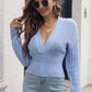 V-Neck Long Sleeve Cropped Sweater