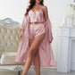 Satin V-Neck Cami, Shorts, and Belted Robe Pajama Set