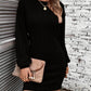 Ribbed Round Neck Long Sleeve Dress