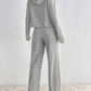 Drawstring Ribbed Hoodie and Straight Leg Pants Set