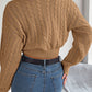 Twisted Cable-Knit V-Neck Sweater