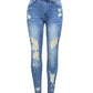 Distressed Buttoned Jeans with Pockets