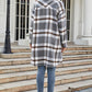 Plaid Button Up Collared Neck Coat with Pockets