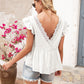 Lace Detail Round Neck Peplum T-Shirt