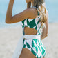 Geometric Print Cutout One-Shoulder One-Piece Swimsuit