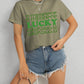 LUCKY Round Neck Short Sleeve T-Shirt