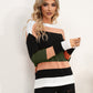 Striped Round Neck Dropped Shoulder Sweater