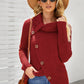 Decorative Button Mock Neck Sweater