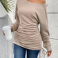 Ruched Single Shoulder Long Sleeve T-Shirt