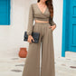 Surplice Top and Wide Leg Pants Set