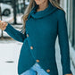 Decorative Button Mock Neck Sweater