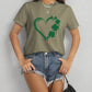 Heart Lucky Clover Round Neck Short Sleeve T-Shirt