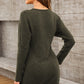 V-Neck Long Sleeve Mini Sweater Dress