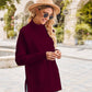 Ribbed Turtleneck Long Sleeve Slit Sweater