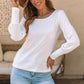 Scoop Neck Long Sleeve Blouse