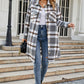 Plaid Button Up Collared Neck Coat with Pockets