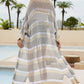 Striped Open Front Side Slit Duster Cover Up