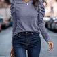 Decorative Button Puff Sleeve T-Shirt