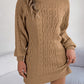 Cable-Knit Round Neck Sweater Dress