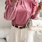 Mock Neck Puff Sleeve Blouse