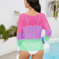 Color Block Boat Neck Sheer Cover Up