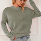 Striped Mock Neck Dropped Shoulder Sweater