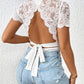 Lace Backless Round Neck Bodysuit