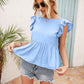 Lace Detail Round Neck Peplum T-Shirt