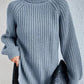 Full Size Turtleneck Rib-Knit Slit Sweater