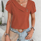 Decorative Button Asymmetrical Neck Blouse