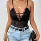 Lace Plunge Spaghetti Strap Bodysuit