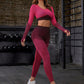 Striped Long Sleeve Top and Leggings Sports Set