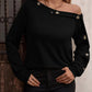 Decorative Button One Shoulder T-Shirt