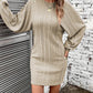 Ribbed Round Neck Long Sleeve Dress