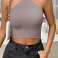 Halter Neck Ribbed Cropped Knit Top