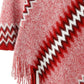 Fringe Hem Striped Cape Sleeve Poncho