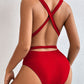 Tied Crisscross Wide Strap One-Piece Swimwear