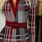 Printed Notched Long Sleeve Wrap Dress