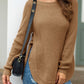 Slit Round Neck Long Sleeve Sweater