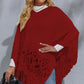 Round Neck Fringe Detail Poncho