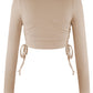 Drawstring Round Neck Long Sleeve Top