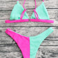 Contrast Ribbed Bikini Set