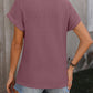 Cable-Knit Round Neck Short Sleeve T-Shirt