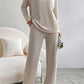 Ribbed V-Neck Top and Pants Set